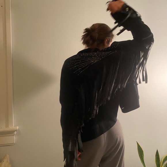 Up-cycled Vintage Jean Fringe Jacket - Picture 4 of 12
